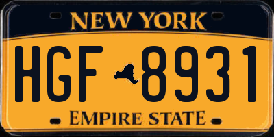 NY license plate HGF8931