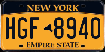 NY license plate HGF8940