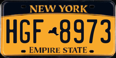 NY license plate HGF8973