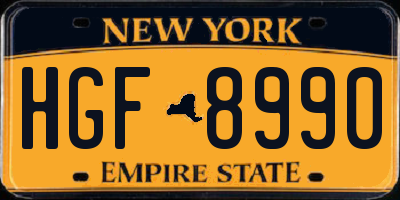NY license plate HGF8990
