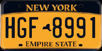 NY license plate HGF8991