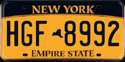 NY license plate HGF8992