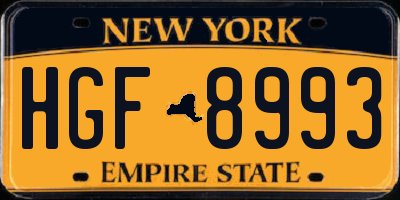 NY license plate HGF8993