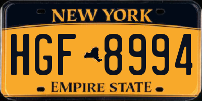 NY license plate HGF8994