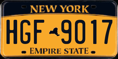 NY license plate HGF9017