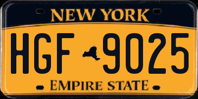 NY license plate HGF9025