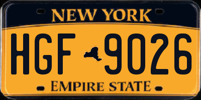 NY license plate HGF9026