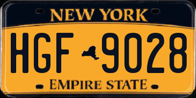 NY license plate HGF9028