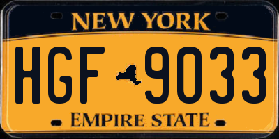 NY license plate HGF9033
