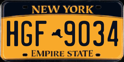 NY license plate HGF9034