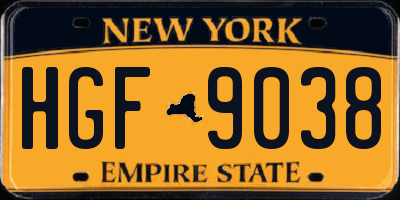 NY license plate HGF9038