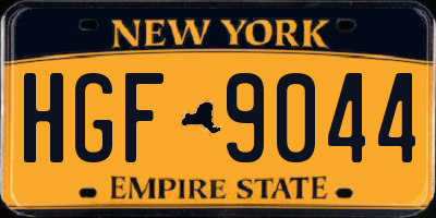 NY license plate HGF9044