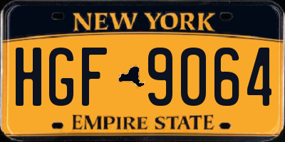NY license plate HGF9064