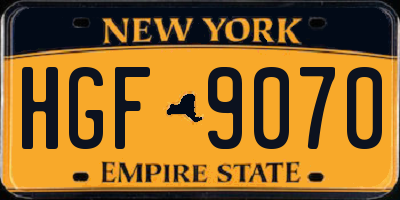 NY license plate HGF9070