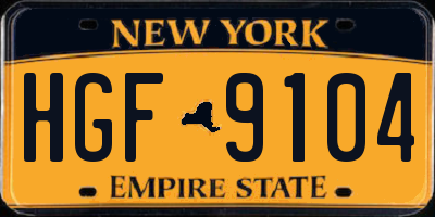 NY license plate HGF9104