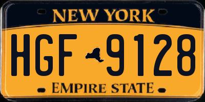 NY license plate HGF9128