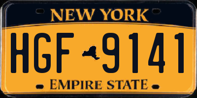 NY license plate HGF9141