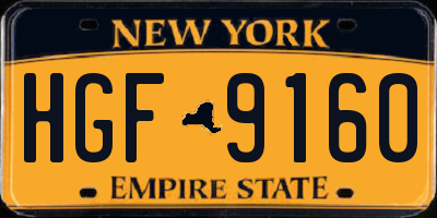 NY license plate HGF9160