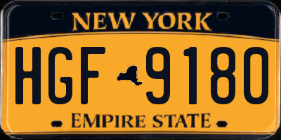 NY license plate HGF9180