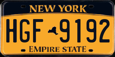 NY license plate HGF9192