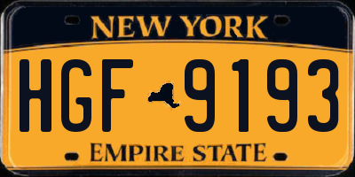 NY license plate HGF9193