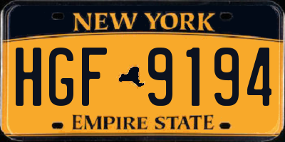 NY license plate HGF9194
