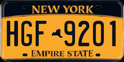 NY license plate HGF9201