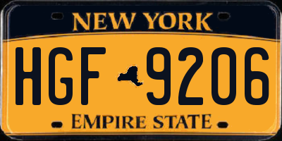 NY license plate HGF9206