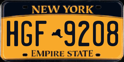 NY license plate HGF9208