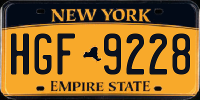 NY license plate HGF9228