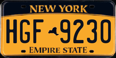 NY license plate HGF9230