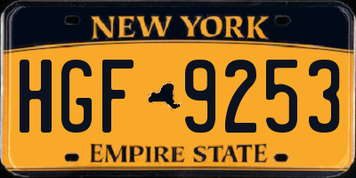 NY license plate HGF9253