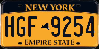 NY license plate HGF9254