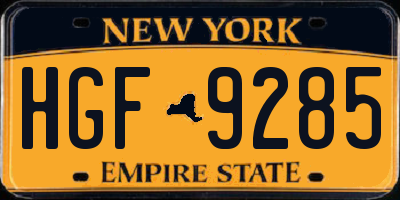 NY license plate HGF9285