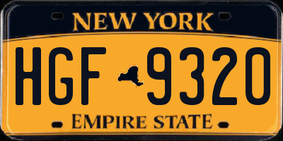 NY license plate HGF9320