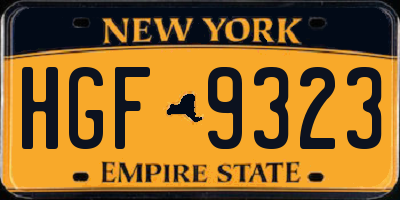 NY license plate HGF9323