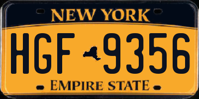 NY license plate HGF9356