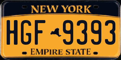 NY license plate HGF9393