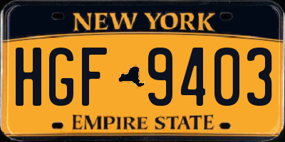 NY license plate HGF9403