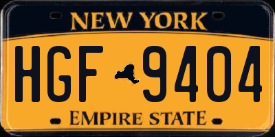 NY license plate HGF9404