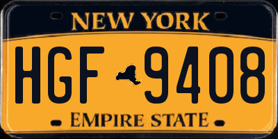 NY license plate HGF9408