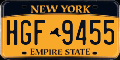NY license plate HGF9455