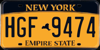 NY license plate HGF9474