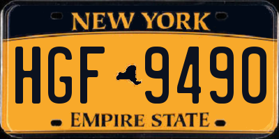 NY license plate HGF9490