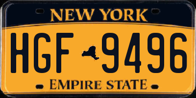 NY license plate HGF9496