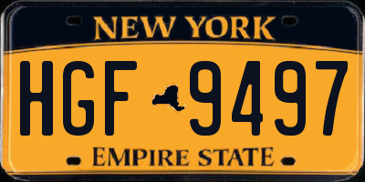 NY license plate HGF9497