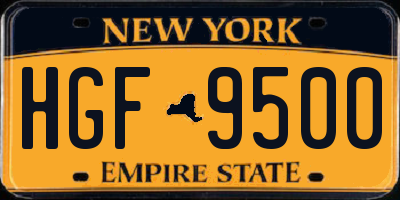 NY license plate HGF9500