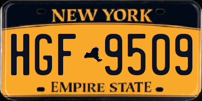 NY license plate HGF9509