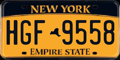 NY license plate HGF9558