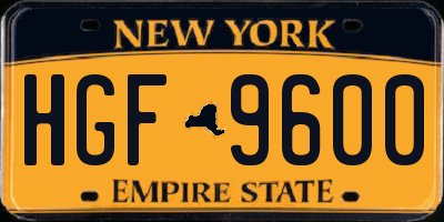 NY license plate HGF9600